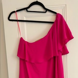 One Shoulder HOT PINK Mini Dress!